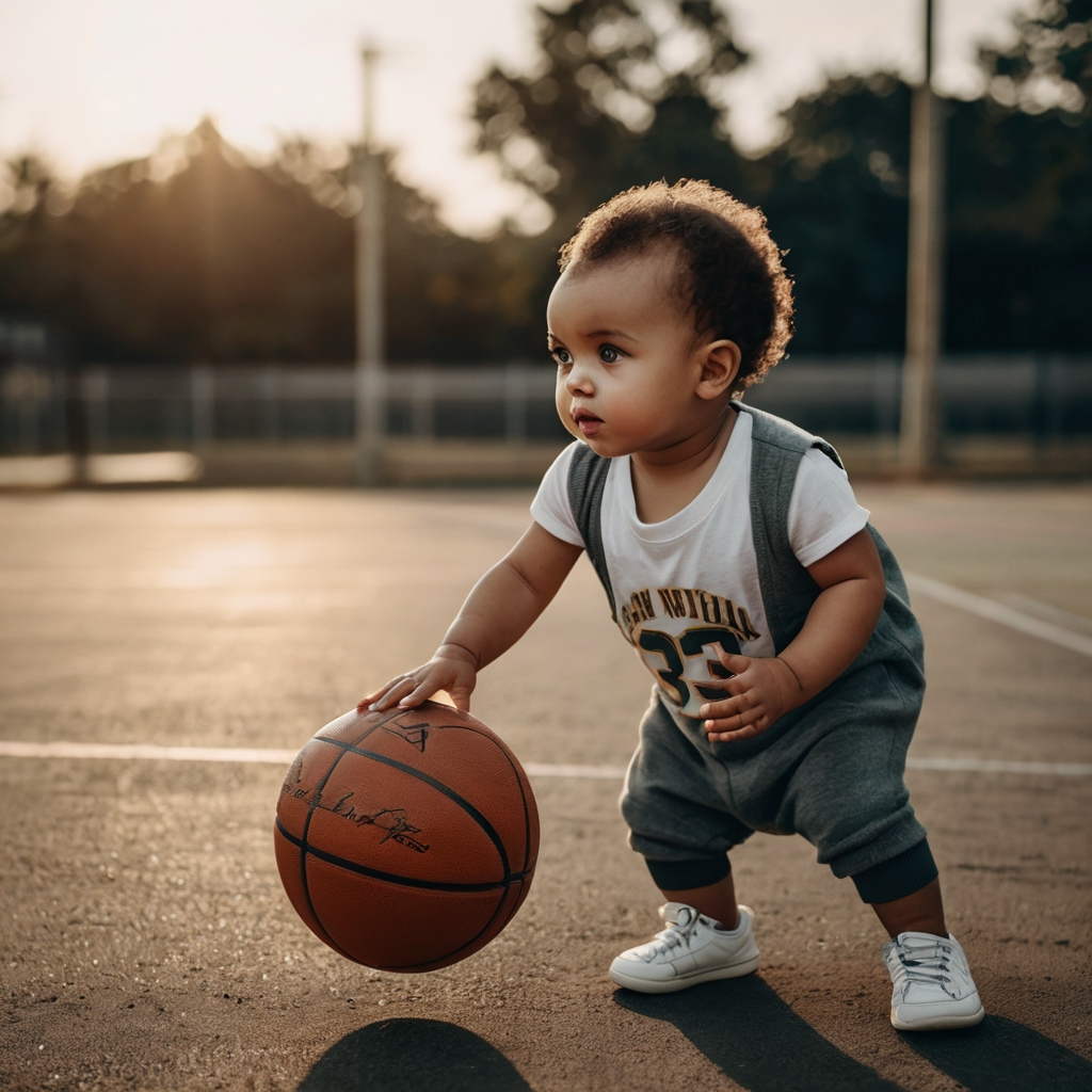 BABY PLAYING BASKETBALL