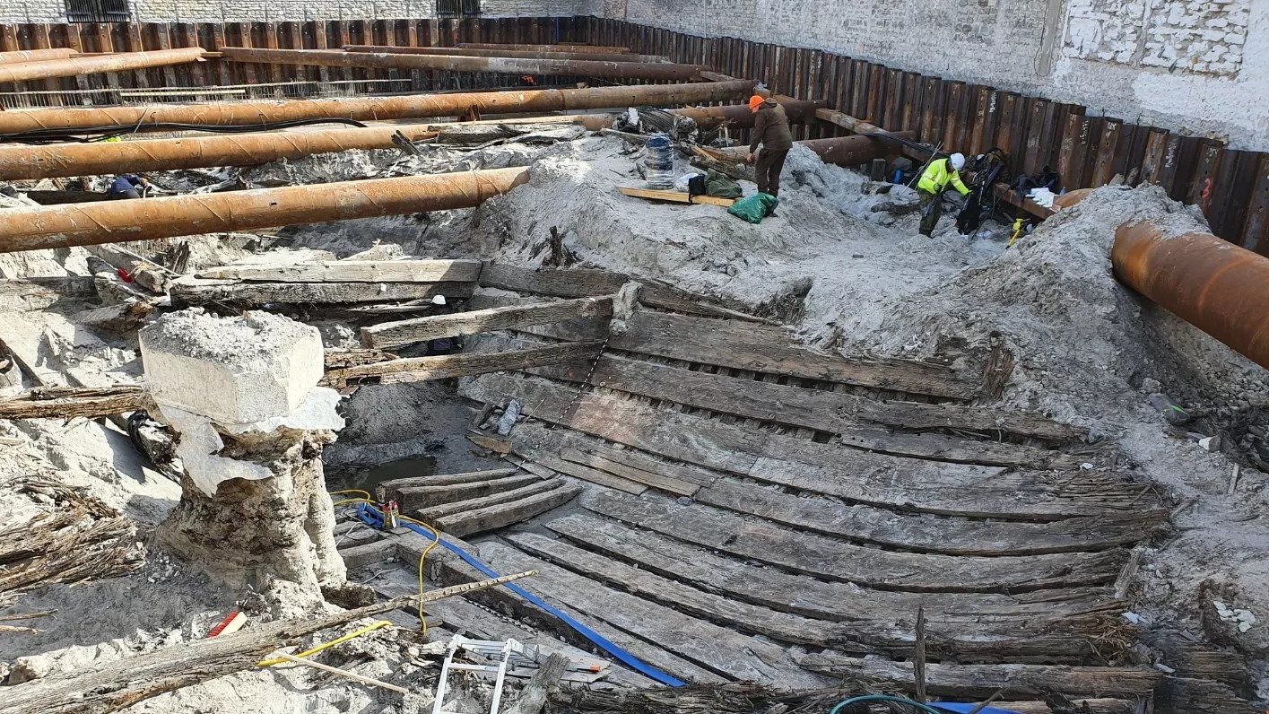 A medieval cargo ship unexpectedly found during construction work in Estonia