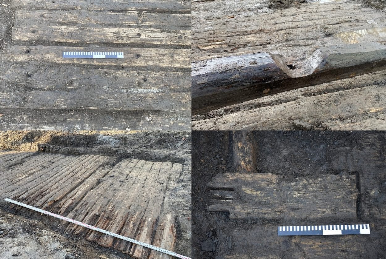 Archaeologists discover the 18th-century wooden road Archaeologists discover the 18th-century wooden road