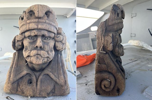 Shrimp fishermen catch pristine 17th century wooden head