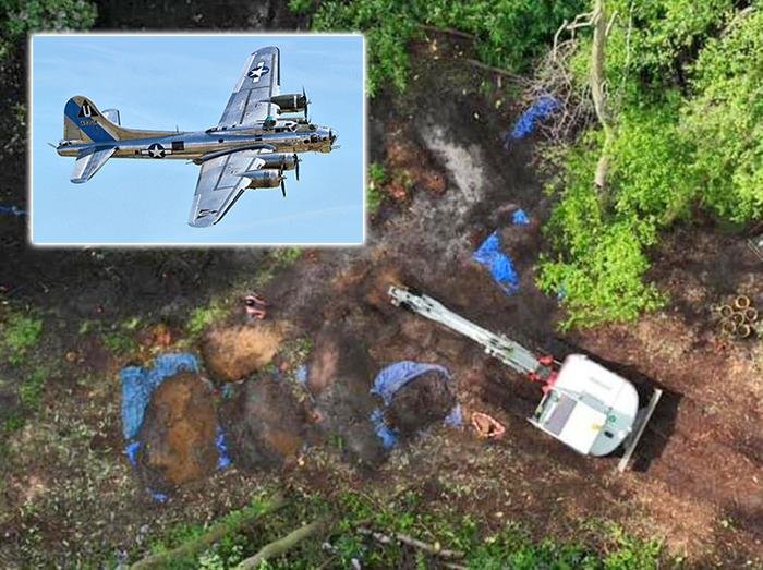 Archaeologists search WWII B-17 crash site in England to find missing pilot