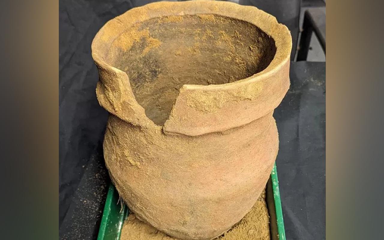 Intact Bronze Age urn found during excavation near Ely, Cambridgeshire