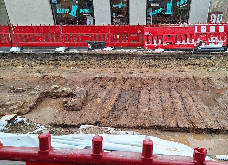 Centuries-old boardwalk uncovered during road work in Germany