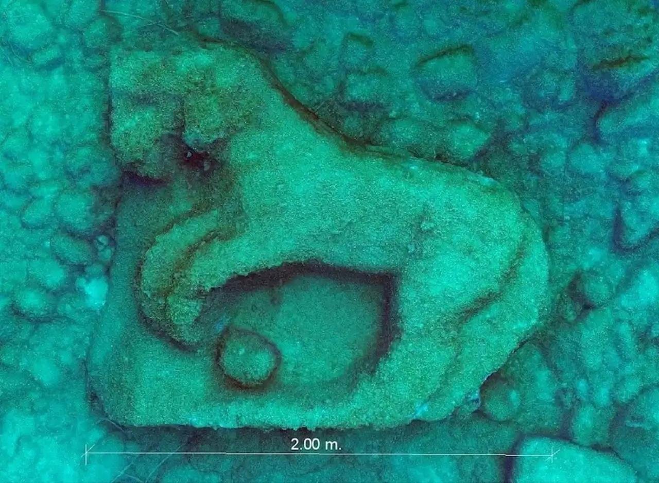 Fragment of a horse frieze from the Temple of Zeus found at a depth of 9 meters off the coast of Agrigento, Sicily