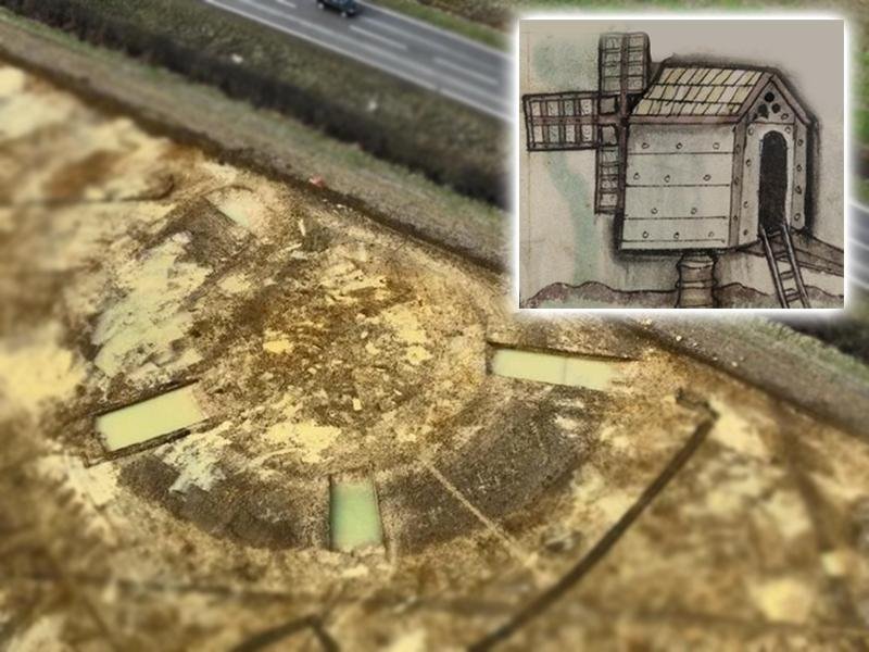 Archaeologists unearth moated medieval windmill in England