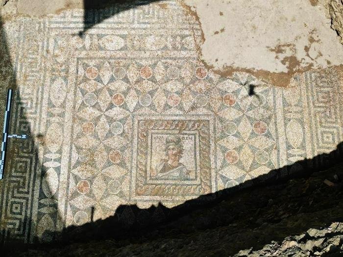 2200-year-old mosaic floor depicting the muse Kalliope discovered in Side, Turkey