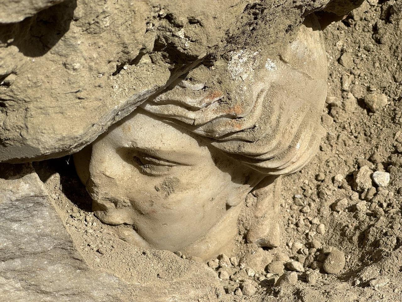 Ancient statue head of Hygieia, the Greek goddess of health, unearthed in Laodicea