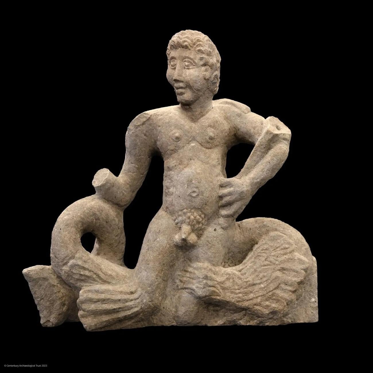 Archaeologists unearth 2,000-year-old Roman statue of Triton in Kent