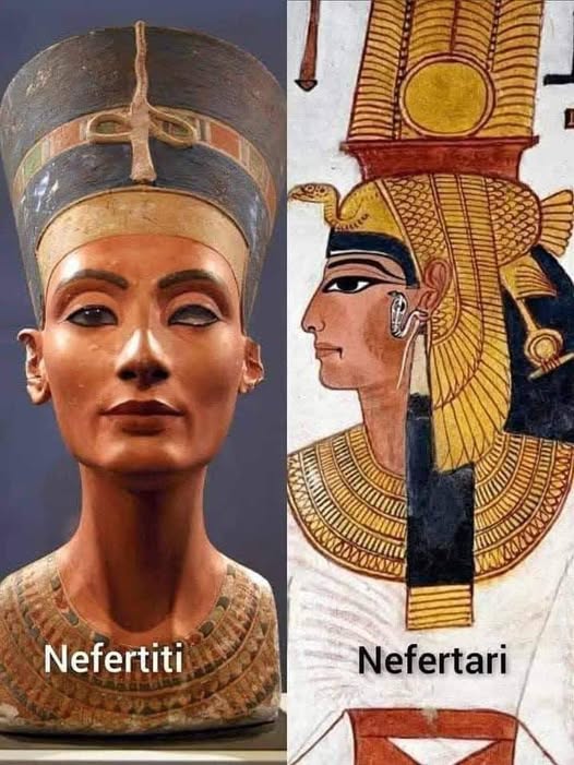 To know the difference between them, this is Queen Neferтιтi, the royal wife of King Akhenaten, and Queen Nefertari, the royal wife of King Ramses II. For this reason, there are people who confuse them